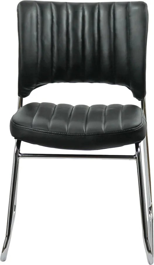 Scaun vizitator negru HRC 613 din piele ecologică și cadru cromat
