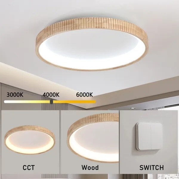 Brilagi - Plafonieră LED FALCON WOOD MODERN, 60 W, 230 V, Ø 80 cm, lemn