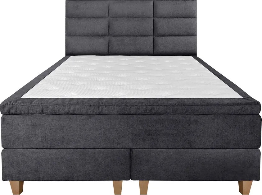 Pat matrimonial, Stockholm, Harmony E, 140x200 cm, saltea tip Pocket, topper memory, Graphite