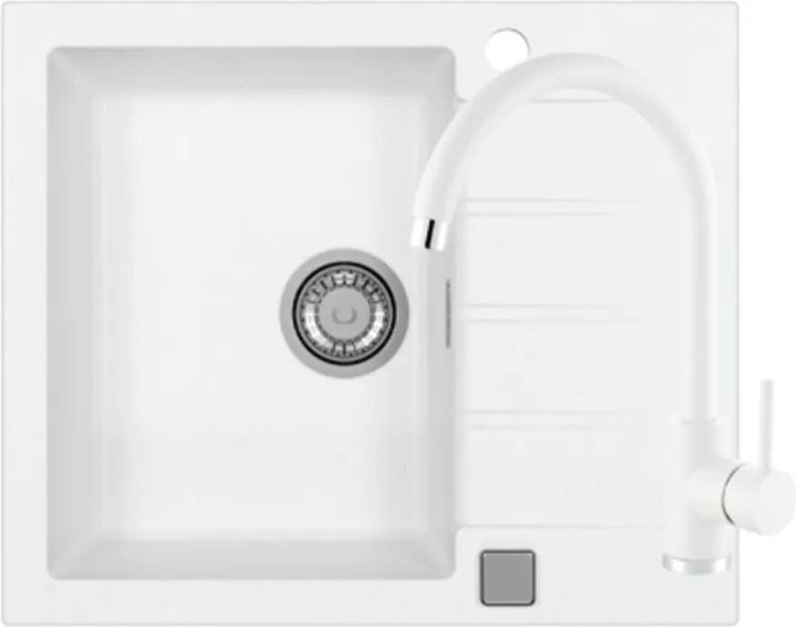 Set chiuveta bucatarie Alveus Cadit 10 alb 59x50 cm si baterie Kati monocomanda