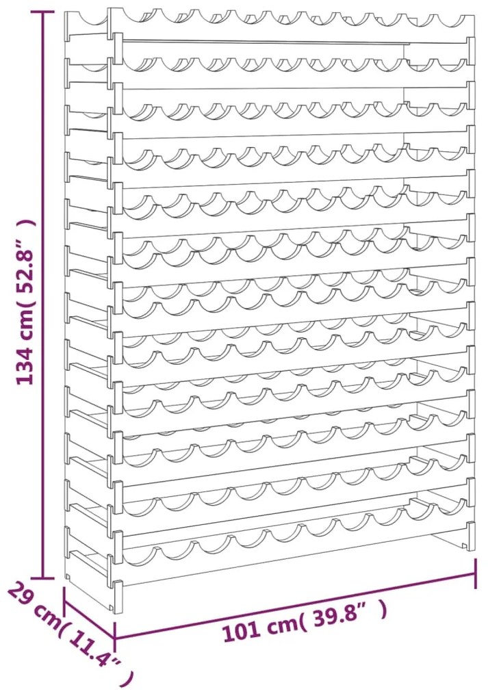 Suport de vinuri, 101x29x134 cm, lemn masiv de pin