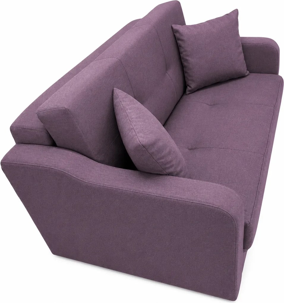 Canapea SAMY NEXT extensibila, 2 locuri, cu lada de depozitare, catifea plusata gri, cadru metalic, 152x100x92 cm Mov, stofa
