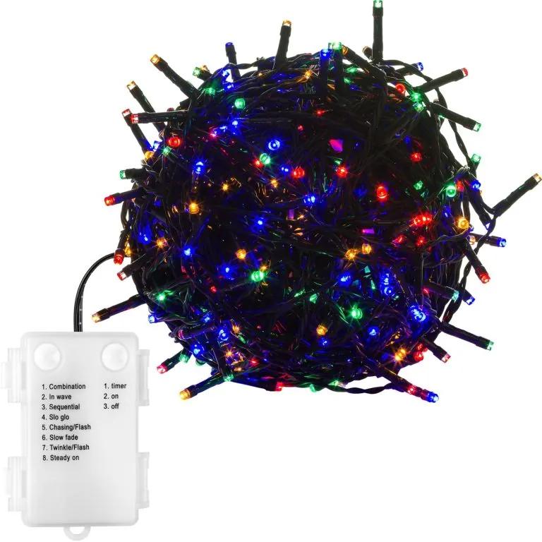 Lanț de Crăciun - 20 m, 200 LED, colorat, pe baterie