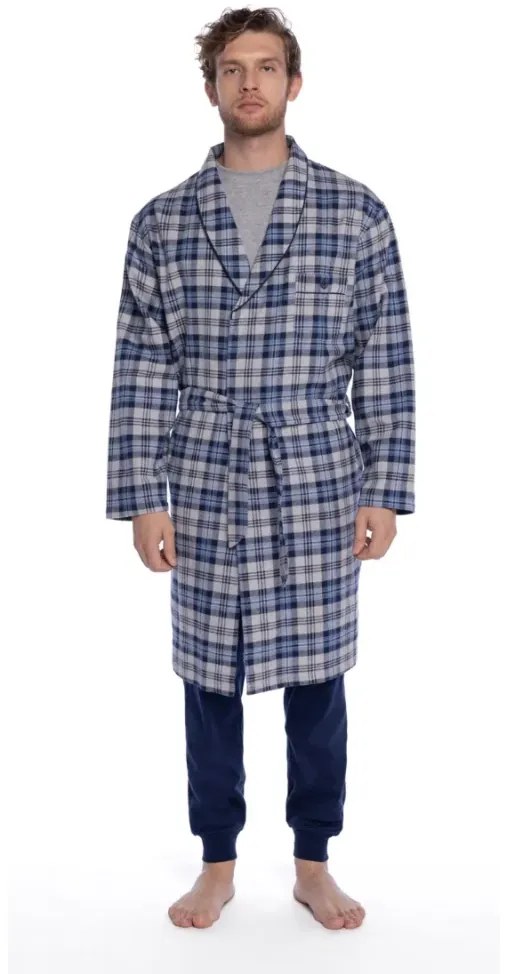 Halat de flanel pentru bărbați LUCAS XXL Albastru închis / Navy