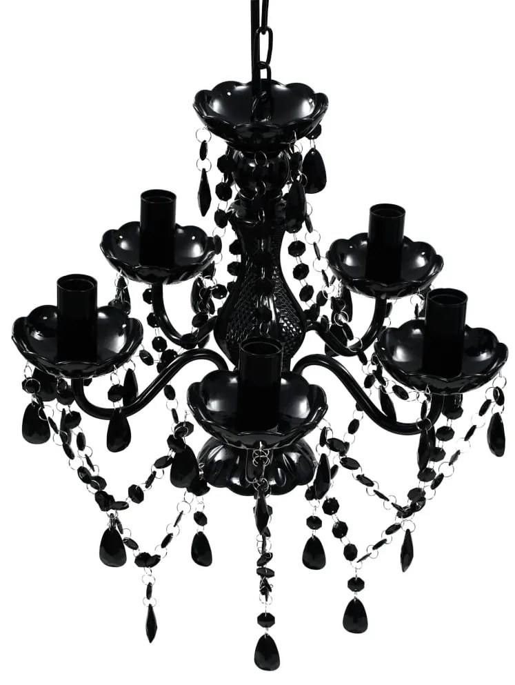 Lustră de cristal, 5 becuri, negru