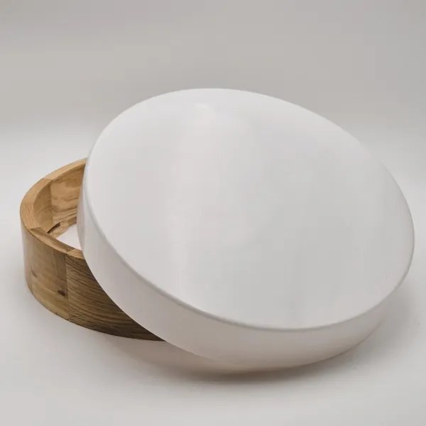 Plafonieră de baie OAK, 3 x soclu E27, max. 15 W, 230 V, finisaj stejar, Ø 37 cm, IP54