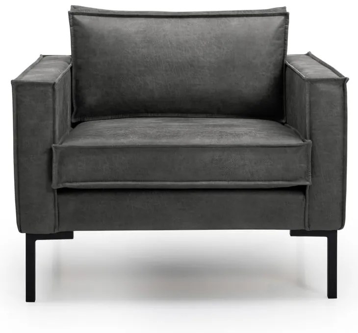 Fotoliu gri din imitație de piele Rate - Scandic