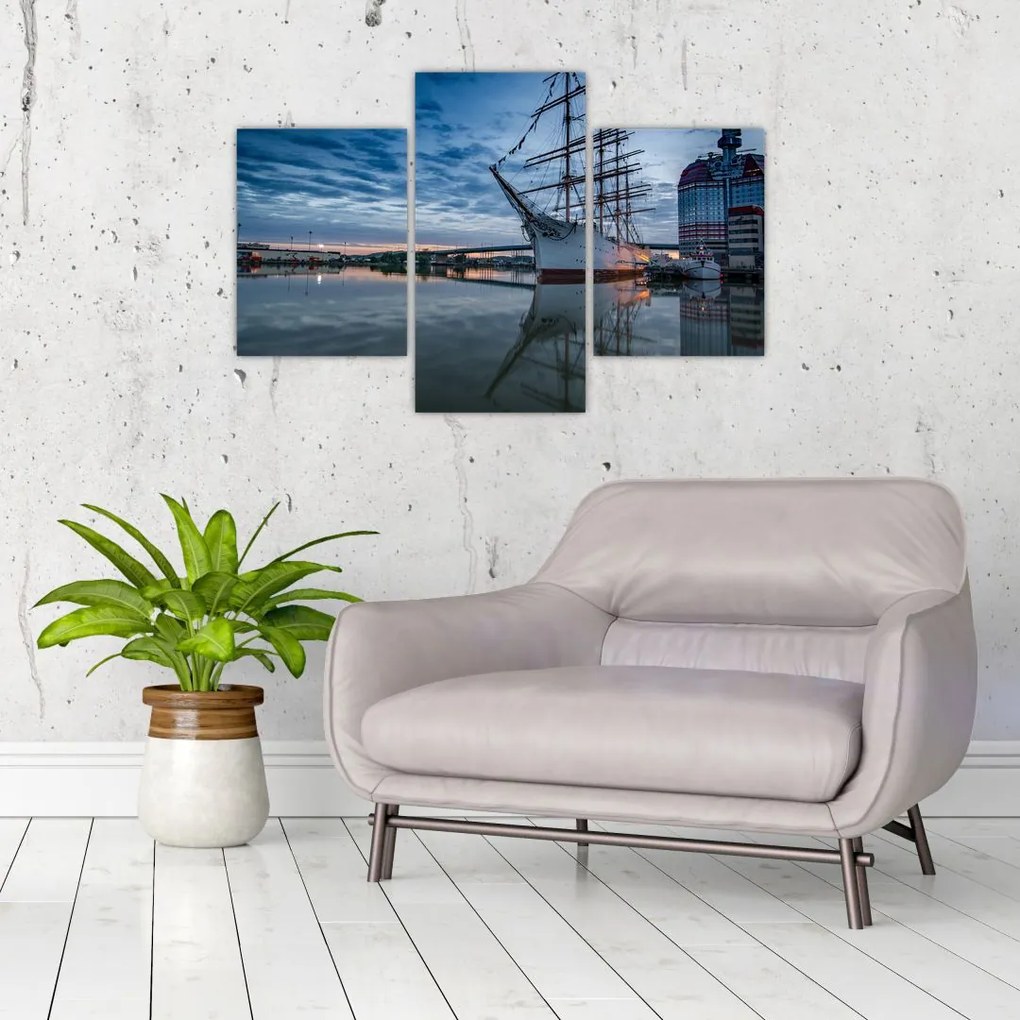 Tablou cu barcă cu pânze (90x60 cm)