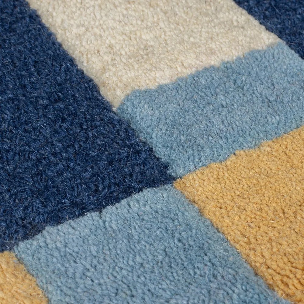 Covor tip traversă albastru țesut manual din lână 60x230 cm Kai Wool Border – Flair Rugs