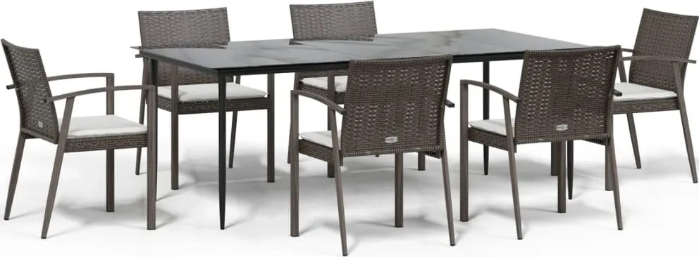vidaXL Set mobilier de grădină cu perne, 7 piese, poliratan și oțel