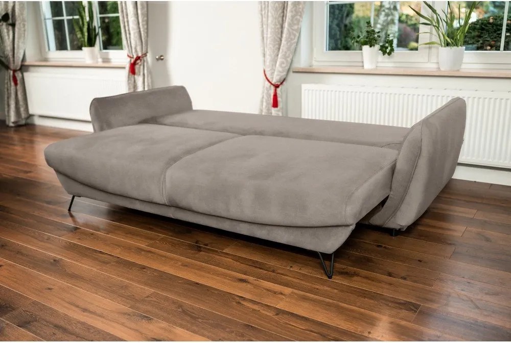 Canapea bej extensibilă/cu spațiu de depozitare cu tapițerie din chenille 236 cm Silva – ELTAP