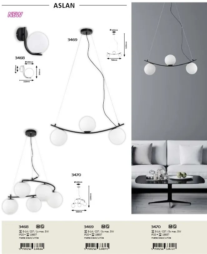 Lustra suspendata design industrial Aslan, 70cm 3469 RX
