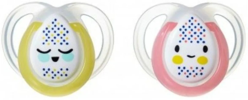 Tommee Tippee Manichin Noapte Timp, 0-6 m - roz / galben