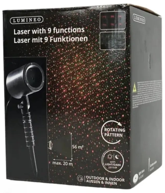 Proiector laser LED cu efect rotativ LUMINEO 9 functii, negru