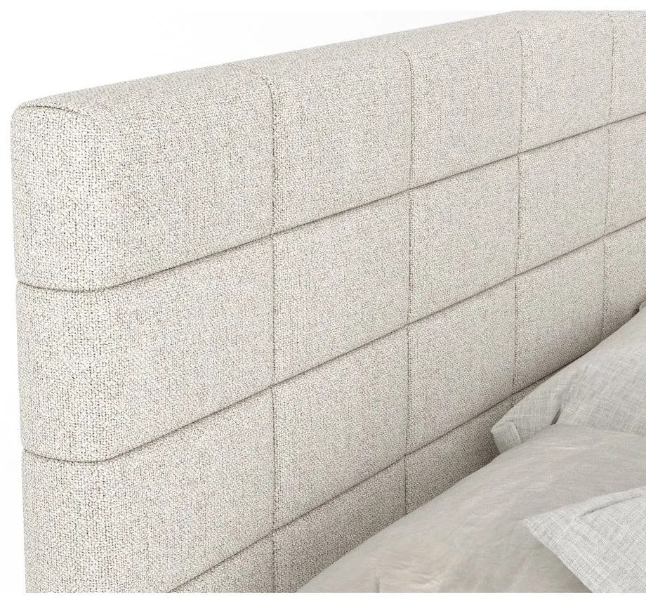 Pat boxspring bej cu spațiu de depozitare 180x200 cm Ava – Maison de Rêve