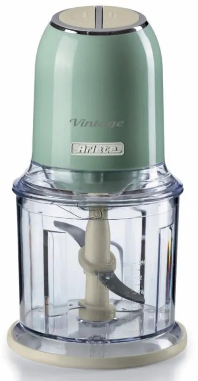 Tocator alimente Ariete VINTAGE 0438/04, 400W, 600 ml, 2 viteze, Otel inoxidabil, Pahar gradat, Verde