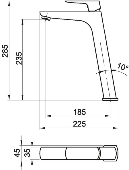 Baterie de lavoar Novaservis NOBLESS EGO 28,5 cm negru mat