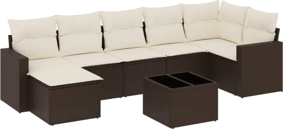 vidaXL Set canapele de grădină cu perne, 8 piese, maro, poliratan