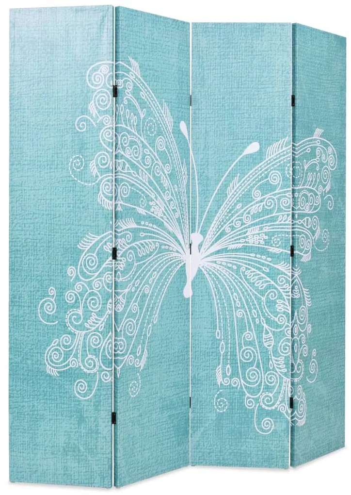 245886 vidaXL Paravan cameră pliabil, albastru, 160 x 170 cm, fluture