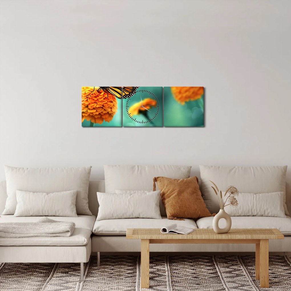 Tablou cu fluture (cu ceas) (90x30 cm)