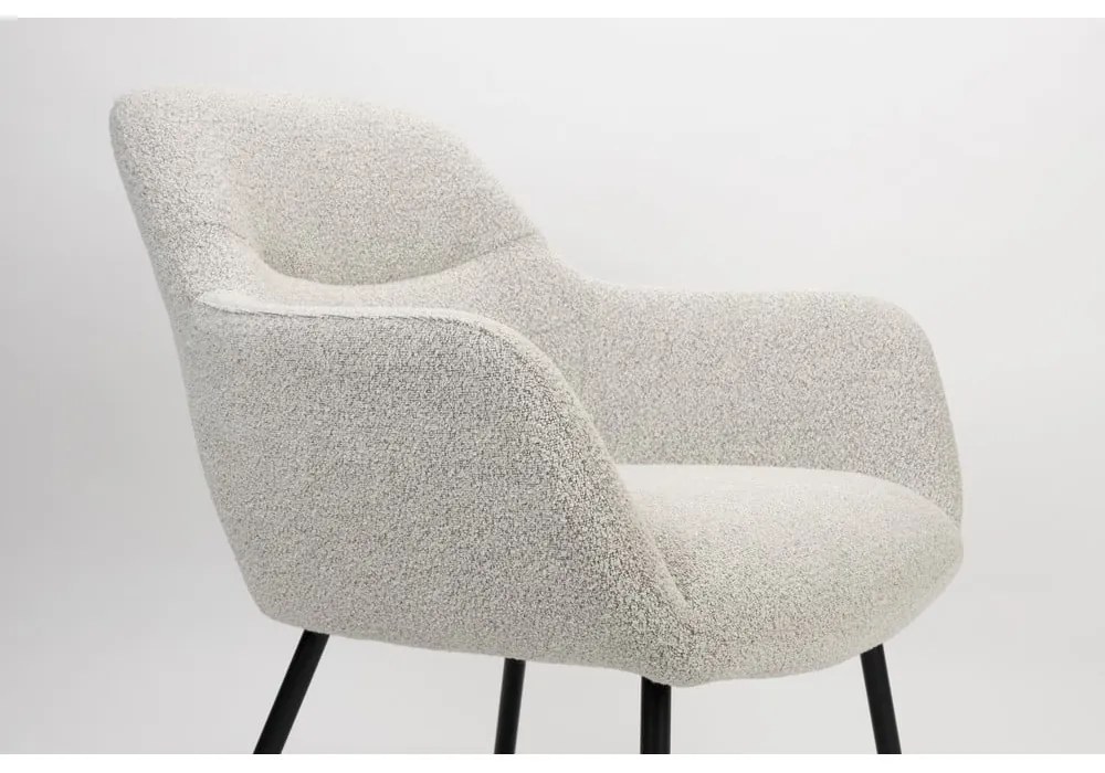 Fotoliu alb cu tapițerie din țesătură bouclé Dude – White Label