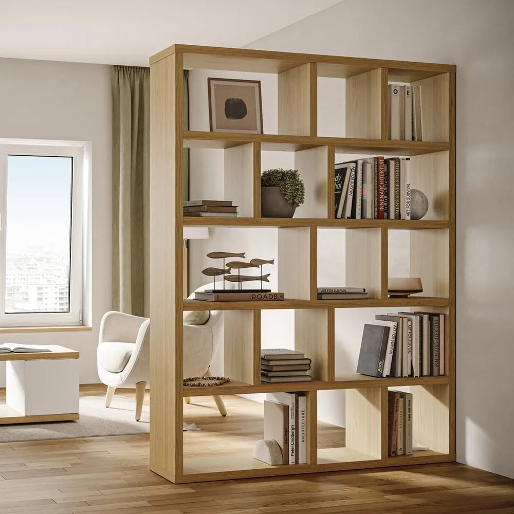 Bibliotecă TemaHome Berlin, înălțime 198 cm, cu aspect de lemn de stejar