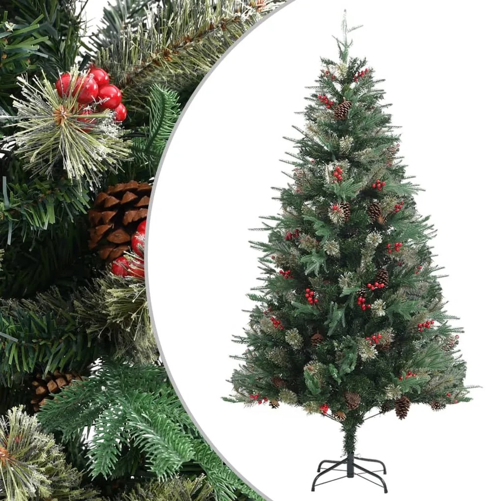 vidaXL Brad de Crăciun cu conuri de pin, verde, 195 cm, PVC&amp;PE