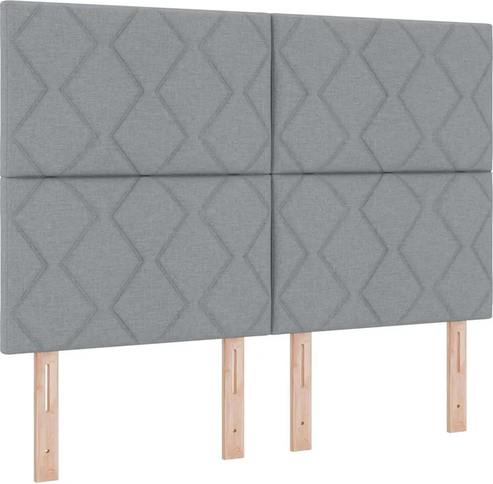 vidaXL Pat cu arc LED cu saltea Gri deschis 160 x 200 cm țesătură