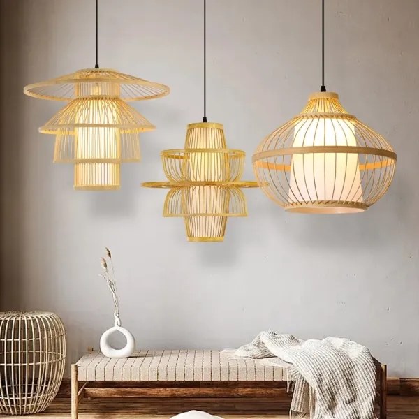 Lustră pe cablu Immax 08256L PINCHOS 1xE27/40W/230V d. 40 cm bambus