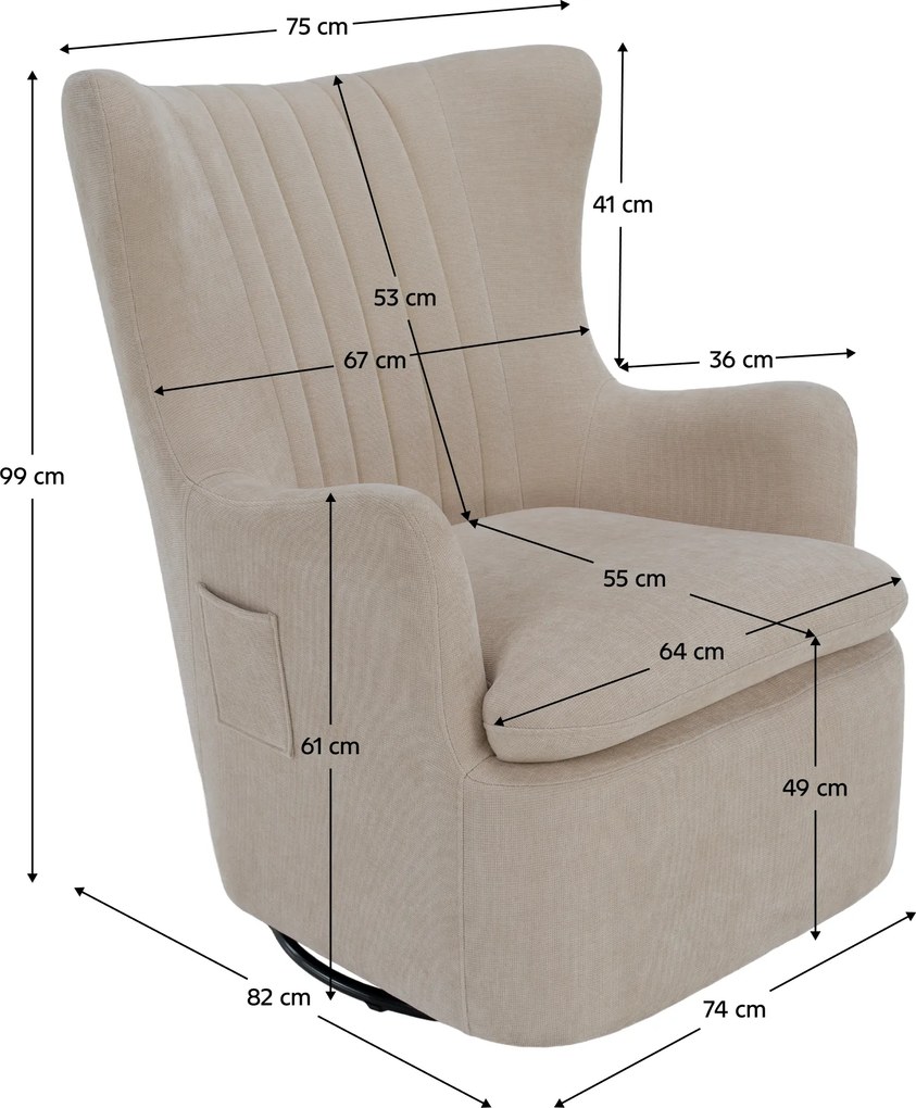 Scaun pivotant de relaxare, gri-bej, MAREN