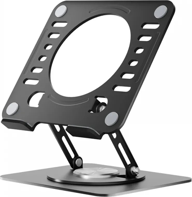 Suport Laptop Premium din Oțel Carbon, Reglabil, Rotativ 360°, Ergonomic, Negru