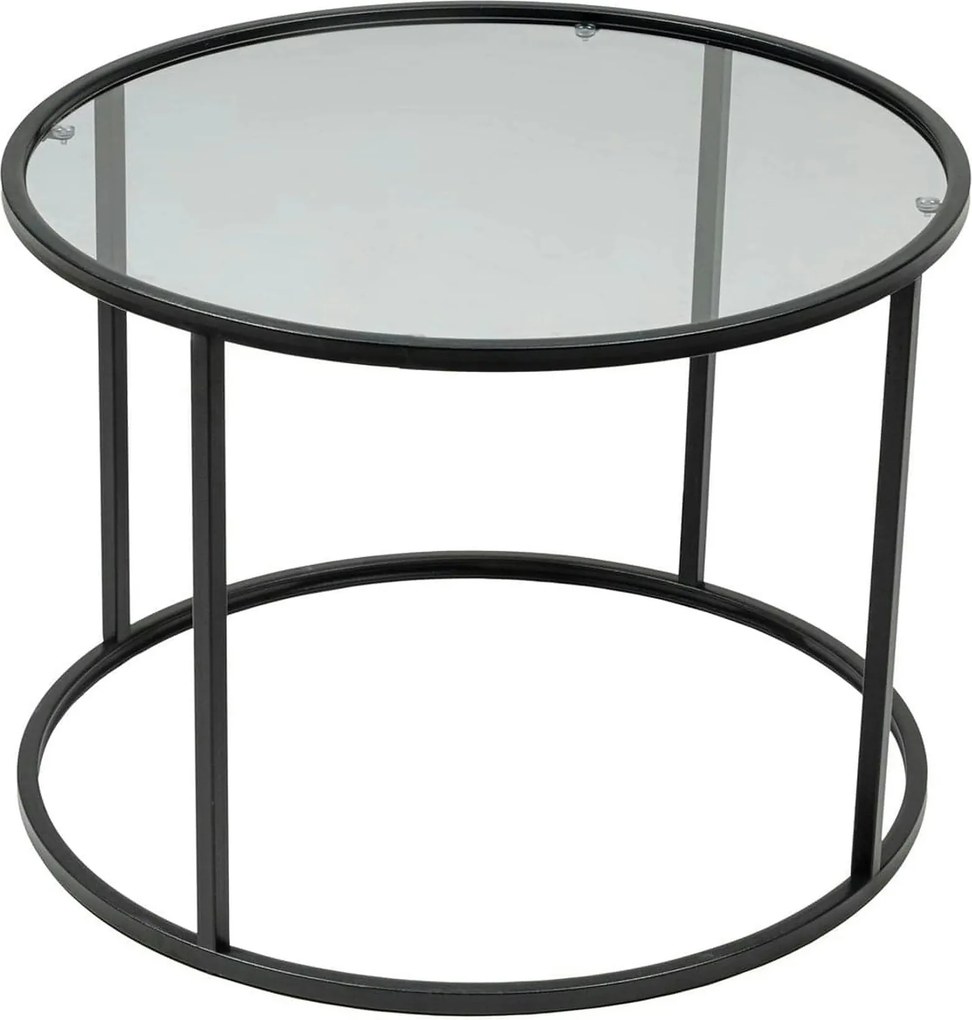 Masuta cafea STARTIS, transparent/negru, sticla/metal, 60x60x45 cm