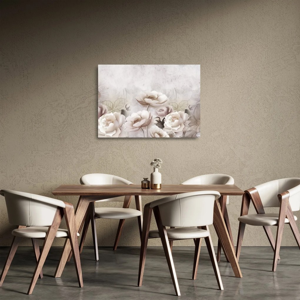 Tablou pe sticlă - Tufe roz (70x50 cm)