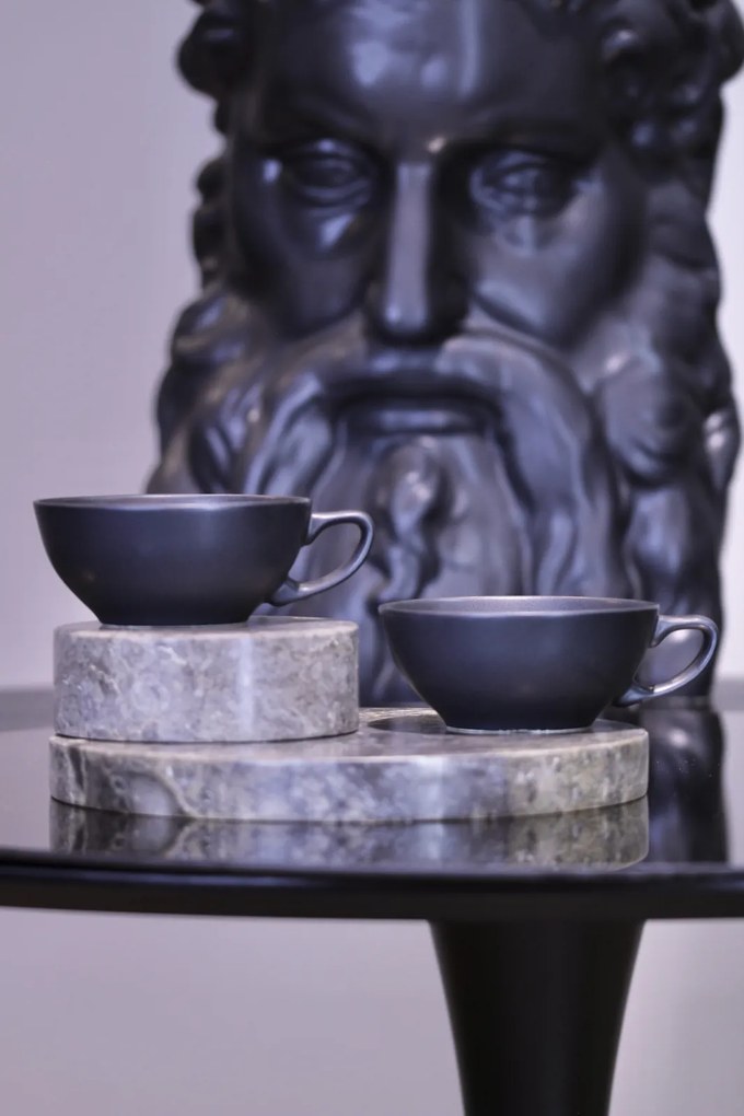 Ceasca Vulcano Adora, 250ml, Negru Mat Carbon Indigo (ceai, cappuccino, flat white) Design Special