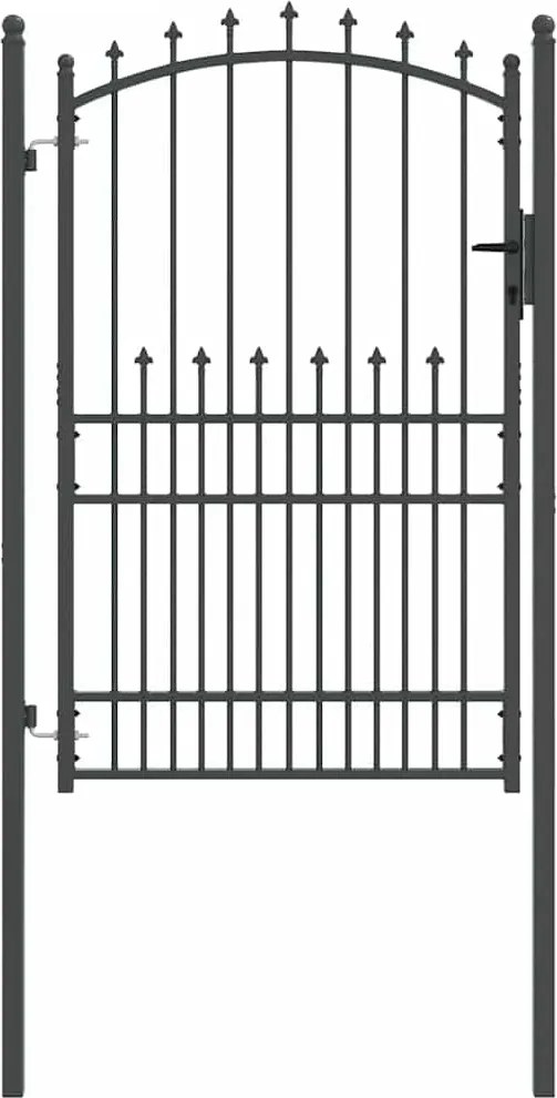 vidaXL Poartă de gard cu țepi Gri 200 x 100 cm Oțel vopsit în pulbere