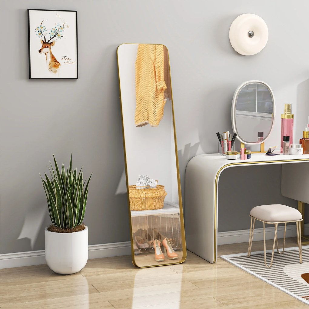 HOMCOM Oglindă Rotundă Auriu 40x160cm | Aosom Romania
