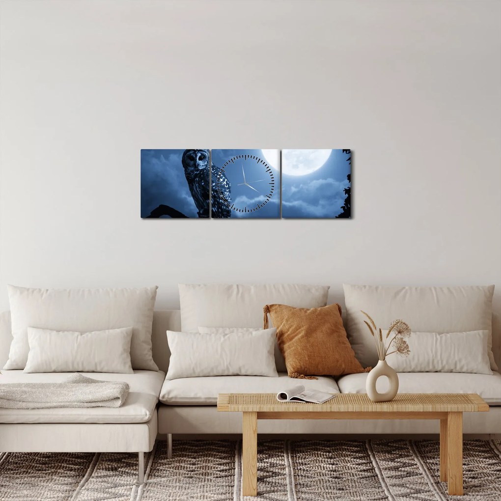 Tablou - Bufnița de noapte (cu ceas) (90x30 cm)