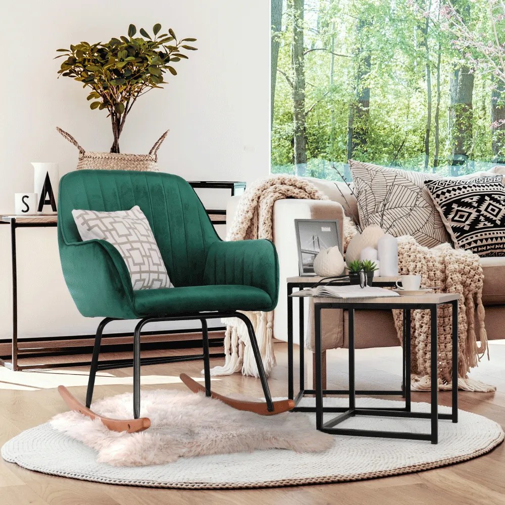 Fotoliu balansoar, catifea Velvet verde, TARAM