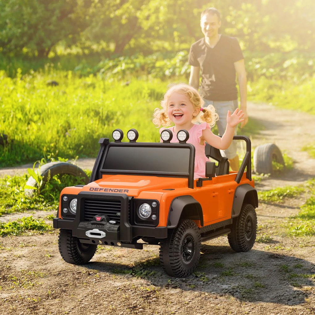 AIYAPLAY Vehicul electric pentru copii, 12V cu baterie, telecomandă, funcție muzicală, semnal acustic, LED-uri, Portocaliu | Aosom Romania