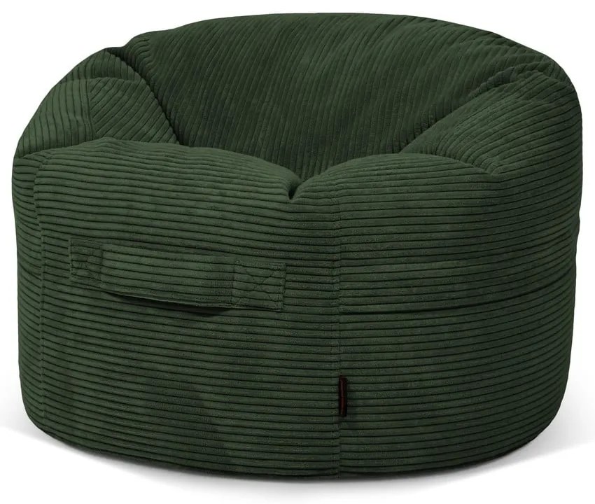 Fotoliu puf pentru copii verde cu tapițerie din catifea reiată Roll 80 – SLOWDOWN