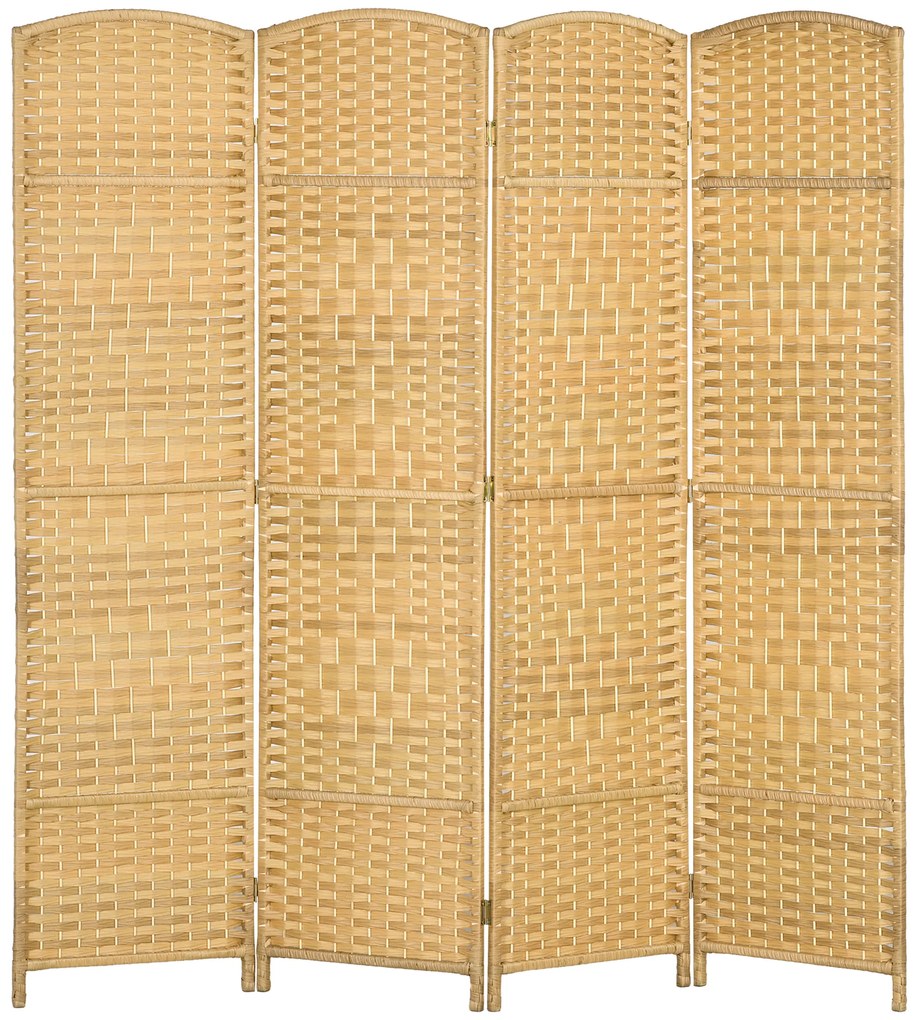 HOMCOM Paravan interior din lemn 4 panouri separator de cameră pliabil pentru sufragerie dormitor 180 x 180 cm lemn natural | Aosom Romania