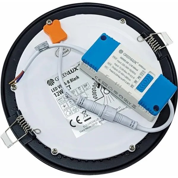 Corp de iluminat LED încastrat VEGA LED/12W/230V 2900/3900/5800K d. 17,5 cm negru