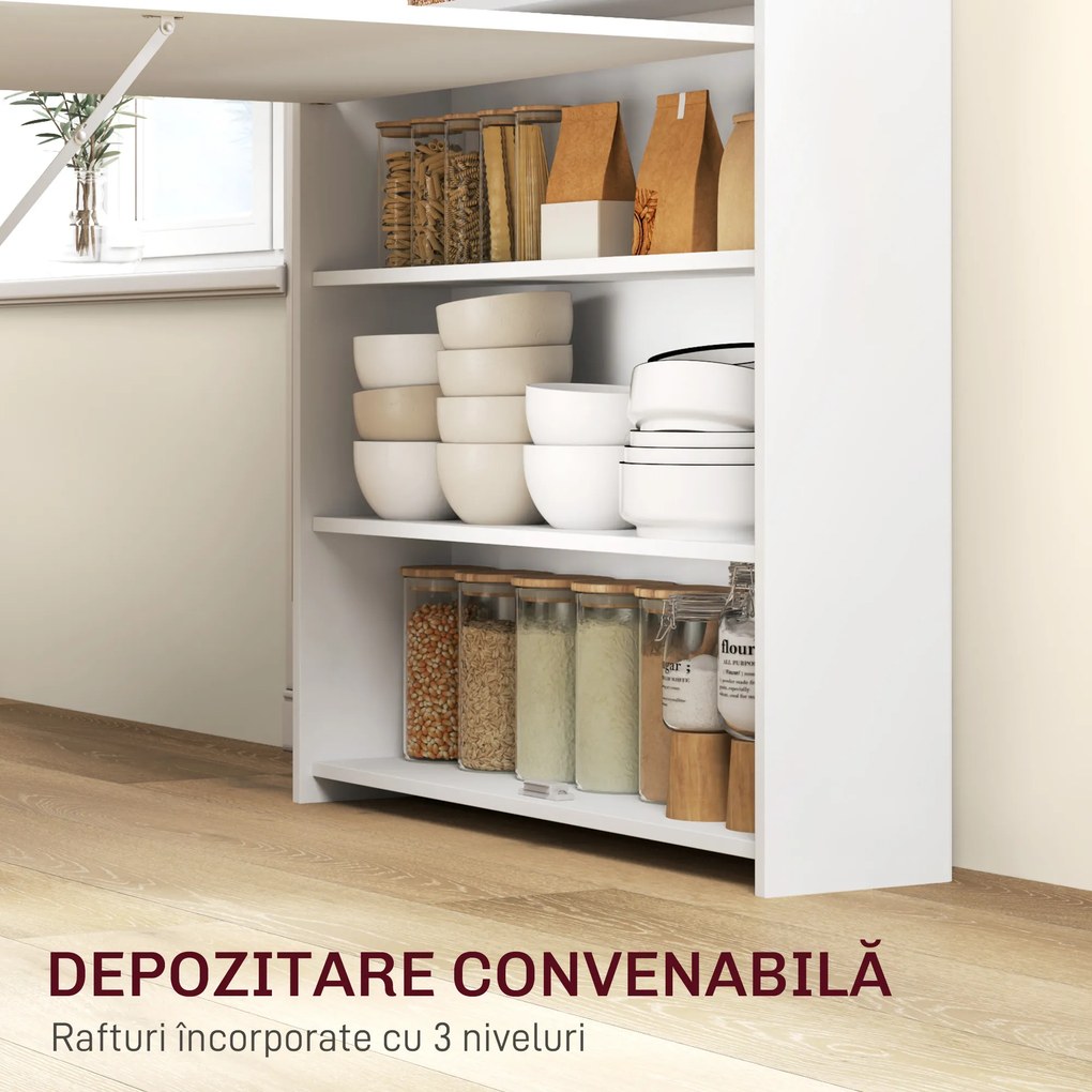 HOMCOM Masă de dining pliabilă 78,5x91 cm, cu 4 rafturi, pentru 3 persoane, masă de bucătărie rabatabilă, alb | Aosom Romania