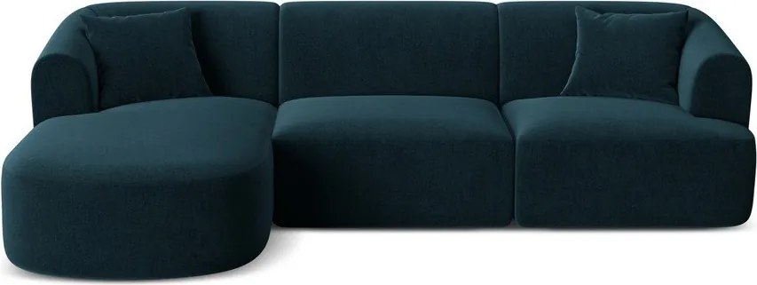 Colțar petrol cu tapițerie din catifea (cu colț pe partea stângă/cu șezlong) Campi – Cosmopolitan Design