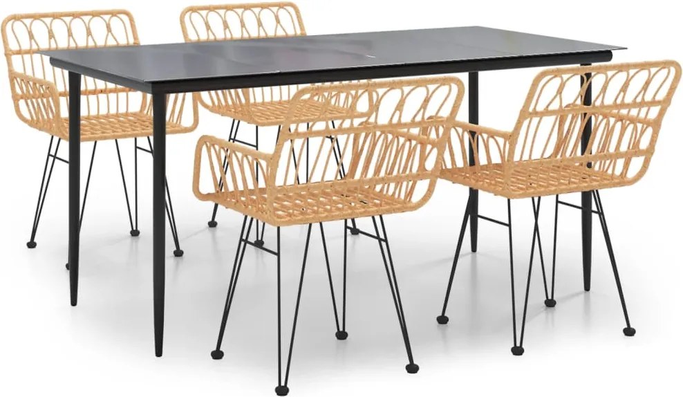 vidaXL Set mobilier de grădină, 5 piese, poliratan