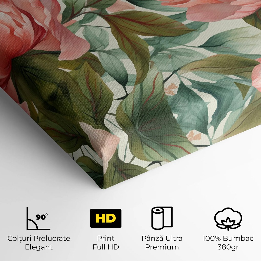 Tablou Canvas, 70x100cm, Dormitor si Living, Flori, Bujori, Light Red Peony