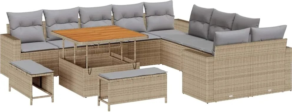 vidaXL Set de canapele pentru grădină 17 pcs Beige și gri deschis