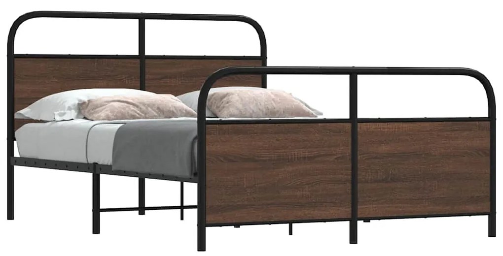 vidaXL Cadru pat fără saltea stejar maro, 120x200 cm, lemn prelucrat