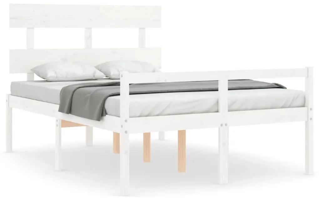 3195347 vidaXL Cadru de pat senior cu tăblie, 120x200 cm, alb, lemn masiv