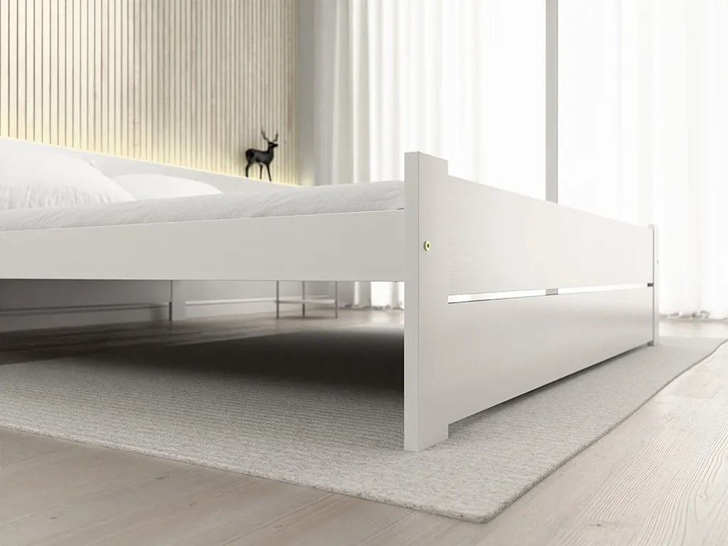 Pat de o persoana alb, IKAROS DOUBLE 120 x 200 cm Saltele: Cu saltele Sommera 18 cm, Somiera pat: Cu lamele drepte